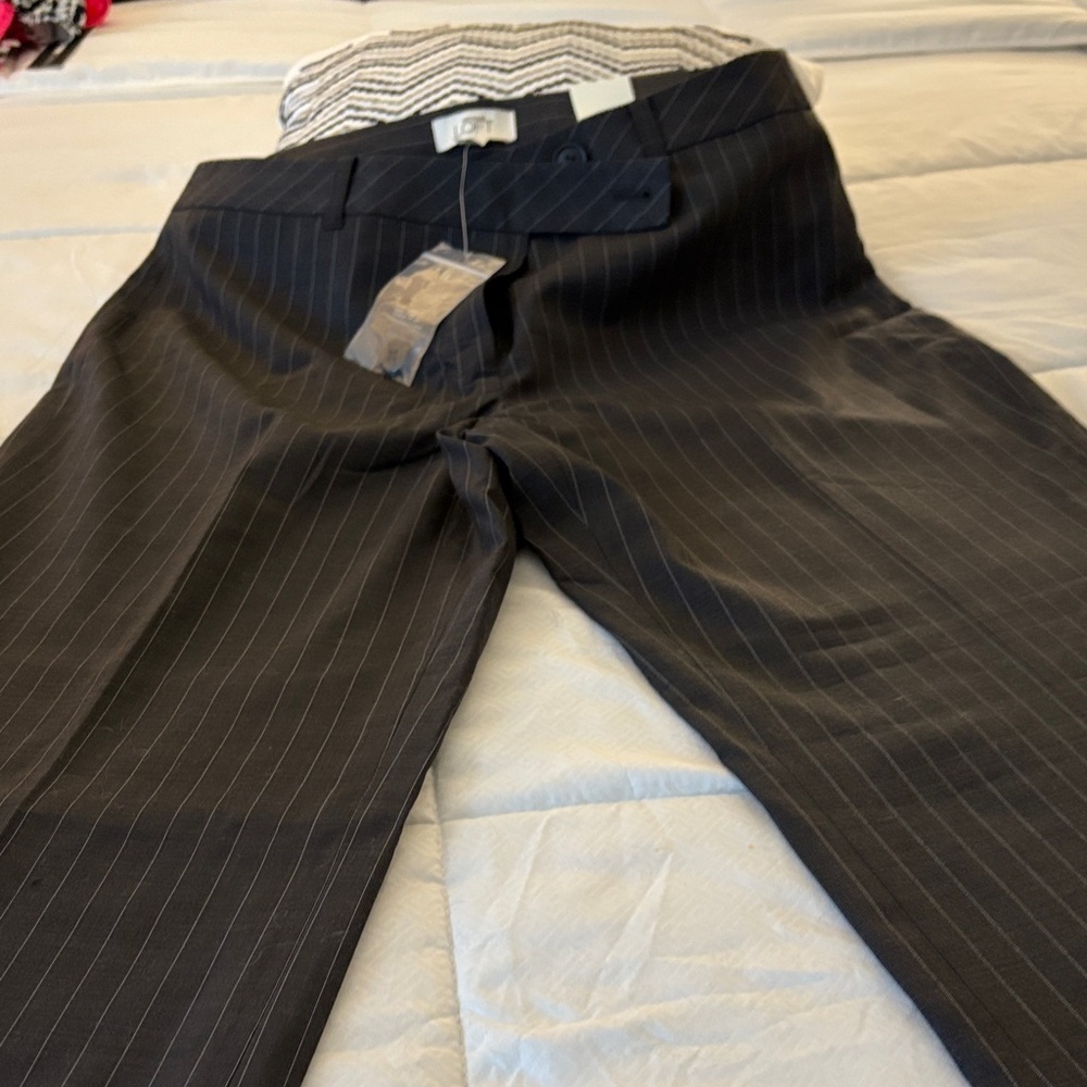 Ann Taylor Black Pinstripe Trousers